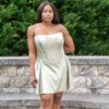 Ayana Elegant Olive Satin Dress