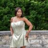 Ayana Elegant Olive Satin Dress