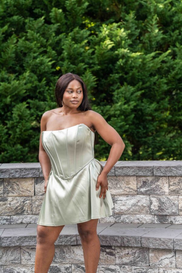 Ayana Elegant Olive Satin Dress