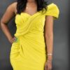 Dally Off Shoulder Raffle Yellow Dress