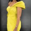 Dally Off Shoulder Raffle Yellow Dress
